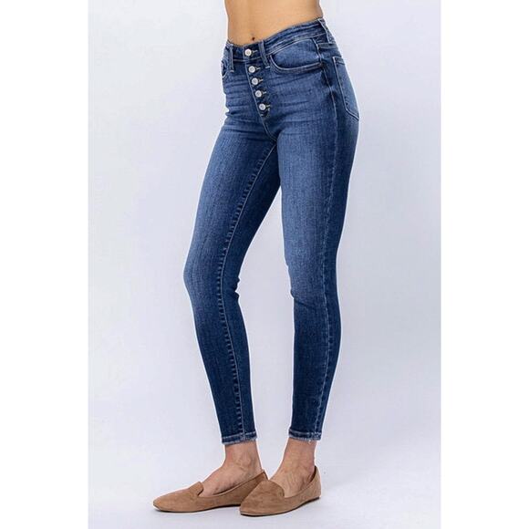 Judy Blue Skinny Fit Button Fly Jeans Stretch High Rise Denim Pants 11/30 - Picture 1 of 9